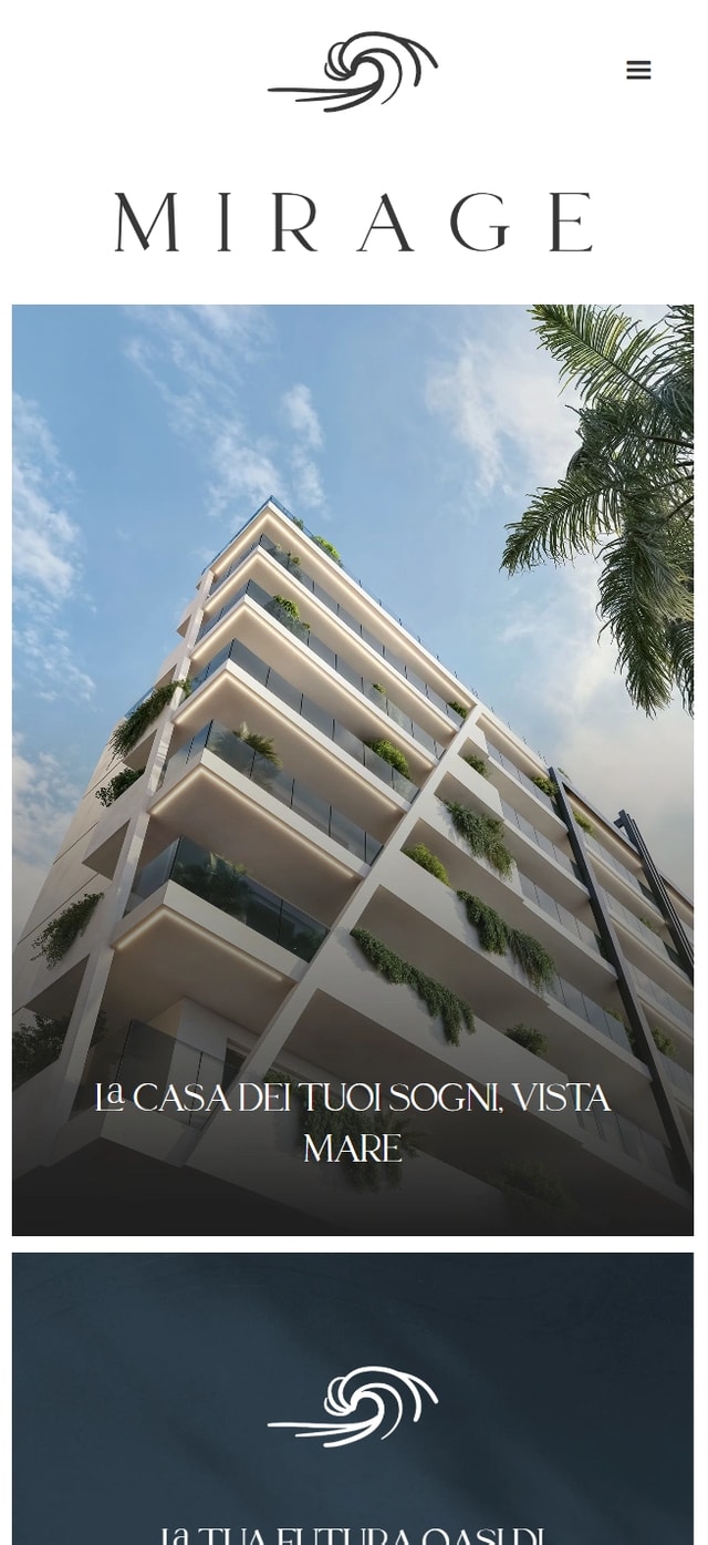 Mirage property website on mobile